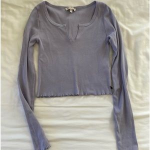 Pull&Bear Lavender Long Sleeve Crop Top